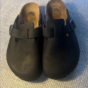 Birkenstock Oiled Leather Black Boston Clog